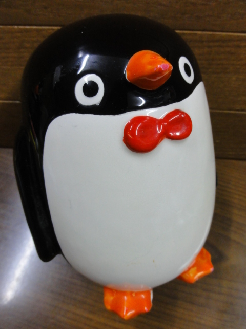 非売品☆ホシザキ電機？ 陶器製 ペンギン 貯金箱人形 [13cm] HOSHIZAKI 
