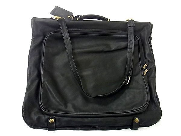 【美品】 コーチ レザー ガーメントバッグ スーツケース ブラック COACH 美品】 コーチ レザー ガーメントバッグ スーツケース ブラック