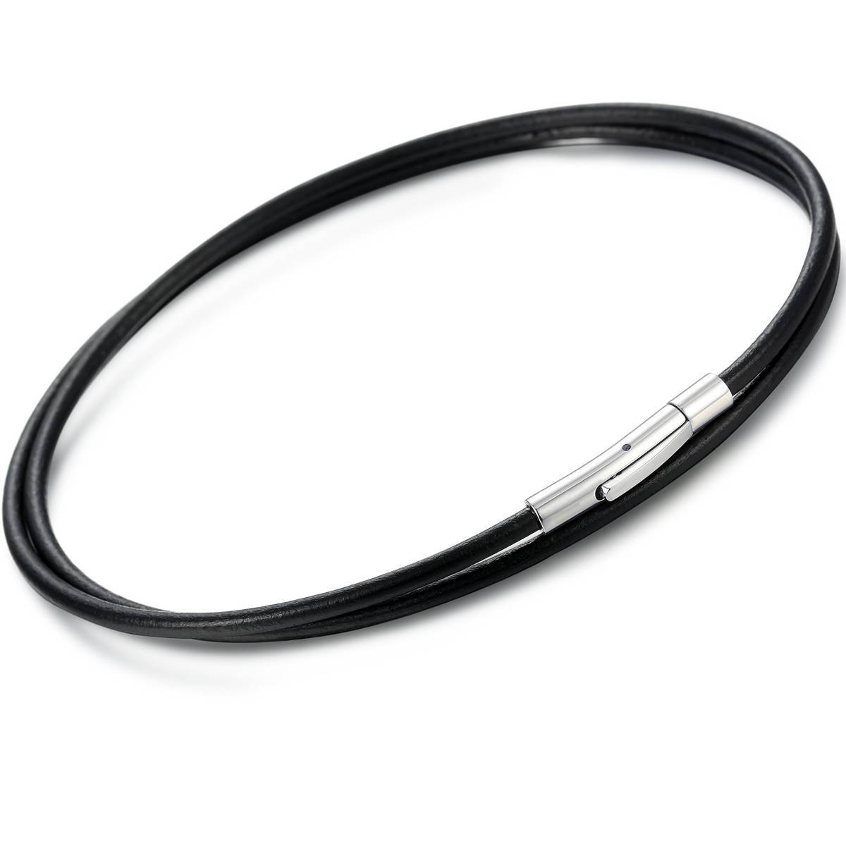 新品 Jstyle ジェイスタイル 幅3mm レザー ネックレス メンズ ネックレス レディース シンプル ブラック 革 ステンレス留め具 41cm の落札情報詳細 ヤフオク落札価格情報 オークフリー スマートフォン版