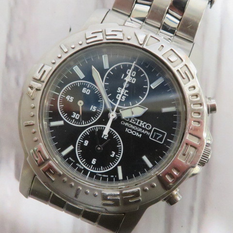 SEIKO セイコー クロノグラフ クォーツ メンズ腕時計 7T92-0DR0 電池 