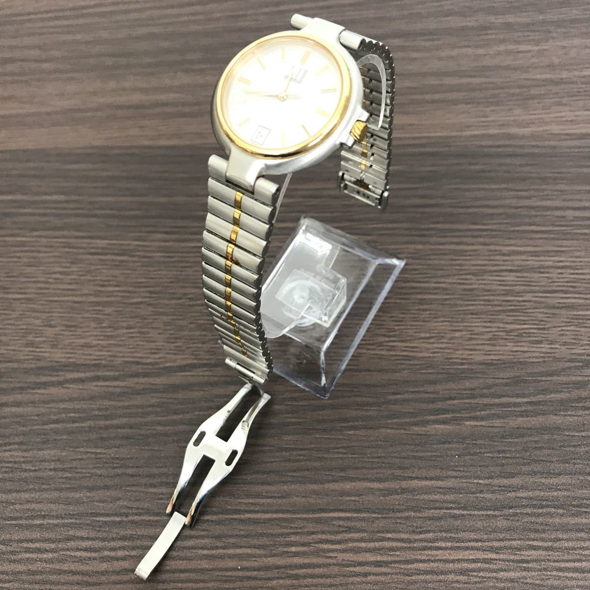 ダンヒル 腕時計 クォーツ シルバー 稼働品 dunhill ダンヒル 腕時計 デイト シルバー文字盤 クォーツ 3針