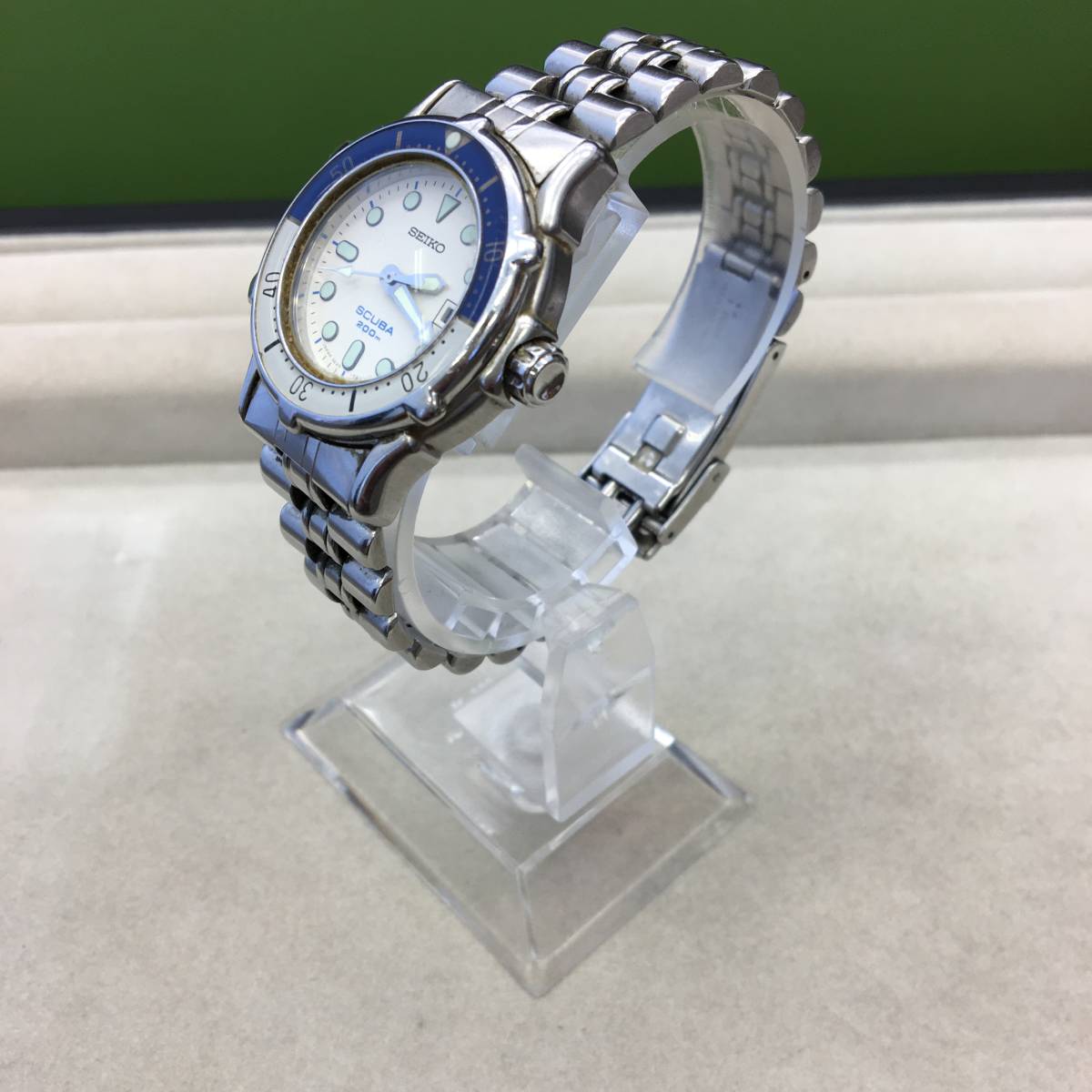 セイコー　オートクォーツ　スクーバ　２００ｍ　SEIKO AUTO QUARTZ SCOBA 200m 5M23- 7A00 （ジャンク品）　  セイコー SEIKO AGS SCUBA スキューバ 200M 腕時計自動巻き 1円☆正規