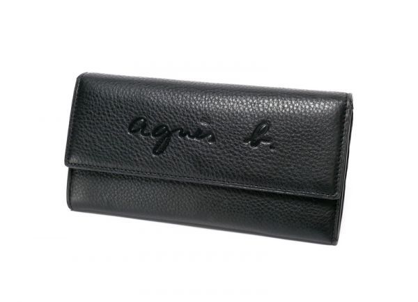 GD7529*アニエスベー agnes b.*ロゴ型押し*多収納◎長財布*レザー