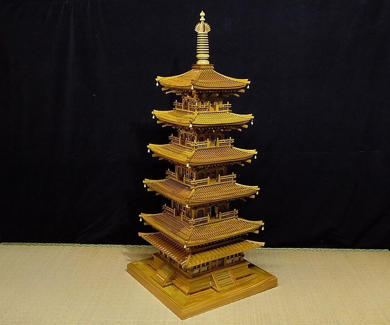 銘木 木造彫刻 五重塔