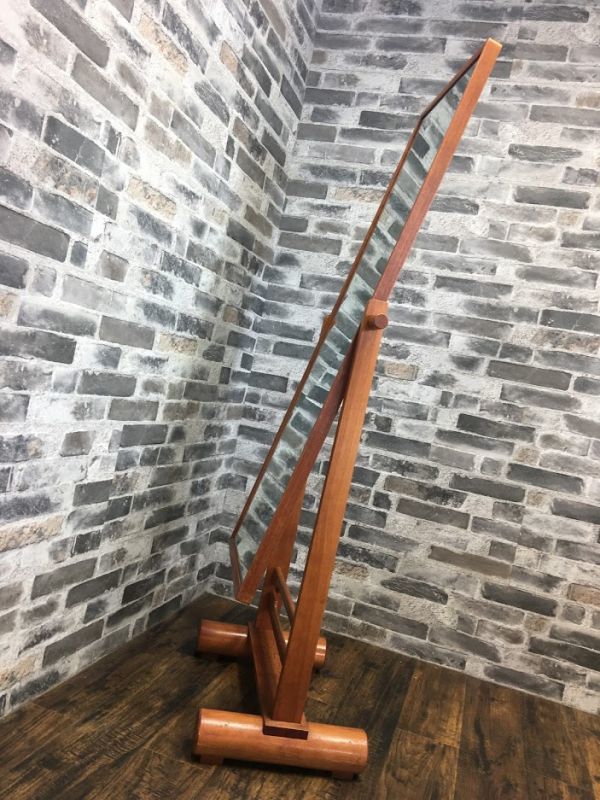 極美品 IDC大塚家具 高山 姿見 天然木 欅 大判 姿見 ミラー 鏡