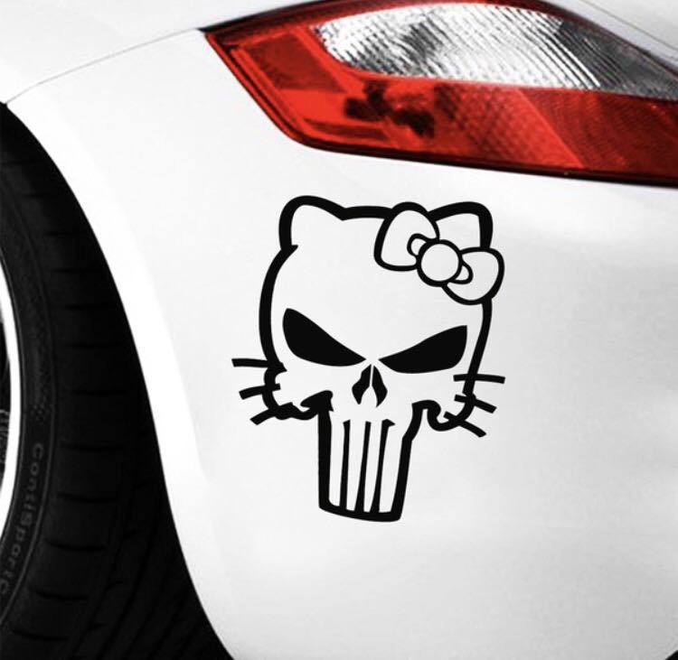新品 キティちゃん風 ドクロ 面白ステッカー カッティングステッカー 車 バイク トラック 高耐久 防水 デカール ステッカー の落札情報詳細 ヤフオク落札価格情報 オークフリー スマートフォン版