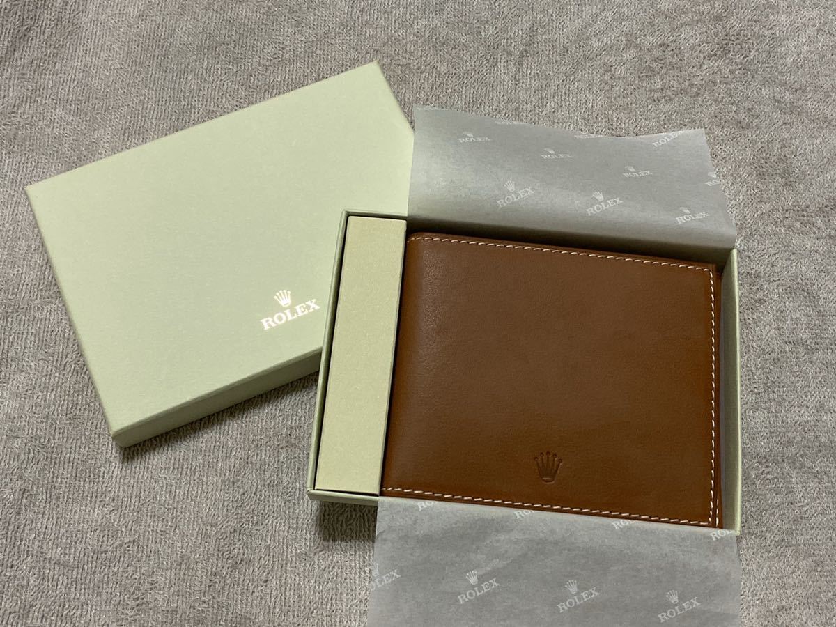 ロレックス 財布 本革 レザー 茶色 ROLEX 未使用 ノベルティ  