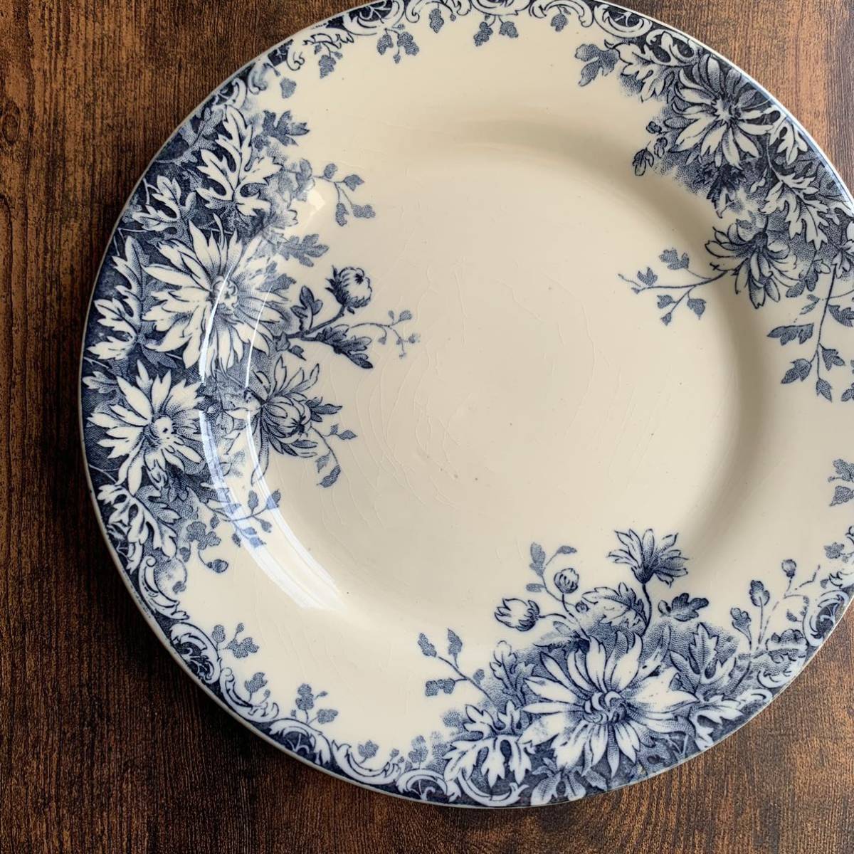 希少　美品　ジアン　FLEURS D'AUTOMN　フランスアンティーク GIEN ジアン窯 /〝Fleurs d'Automne” お花の絵柄のお皿(フランス