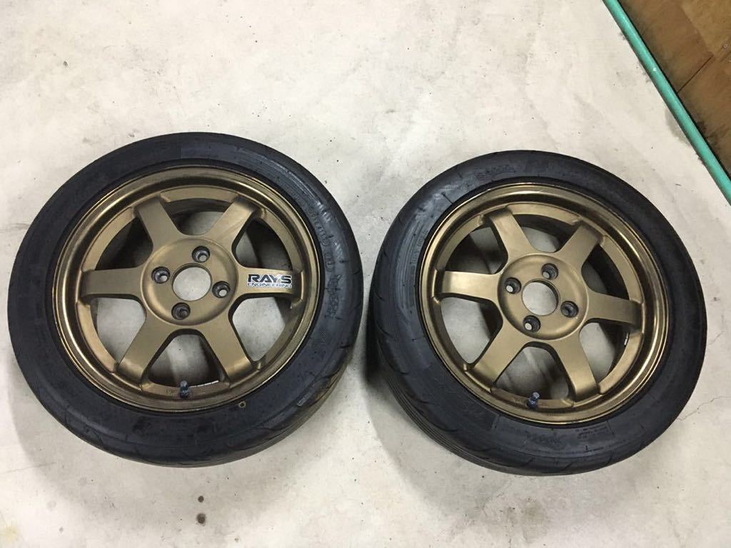 ②TE37 5.5J +45 15インチ NS-2R 165/55 2本 PCD 100 4穴 NANKANG