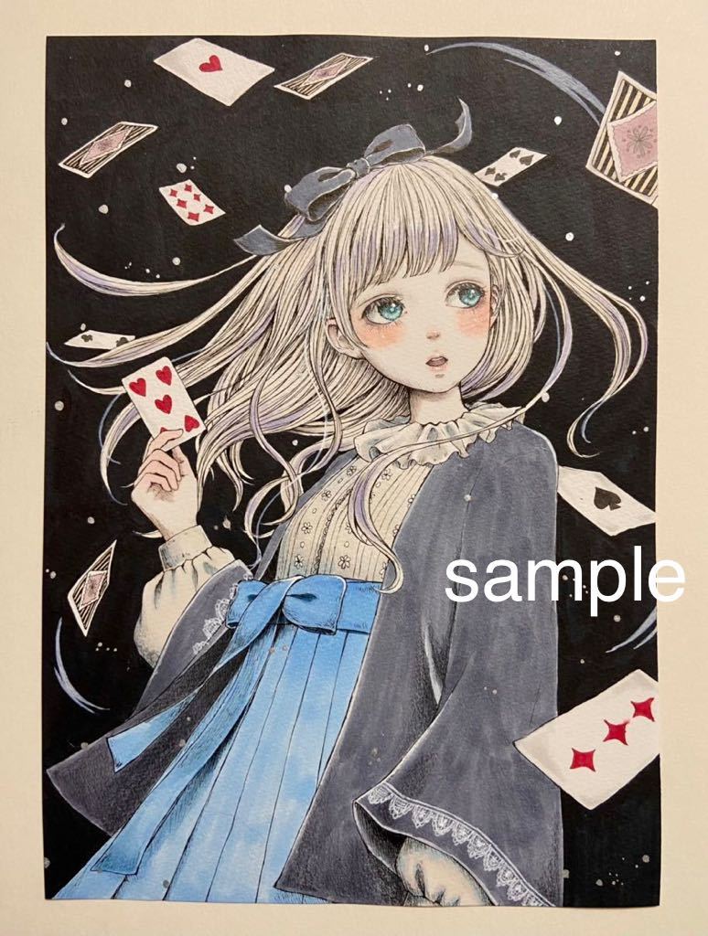 新品】オリジナル 透明水彩 和装 アリス 女の子 手描き アナログ