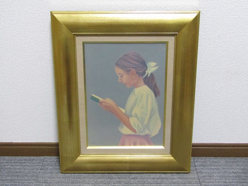 小島義也 少女像 油彩 額装 洋画家 福岡