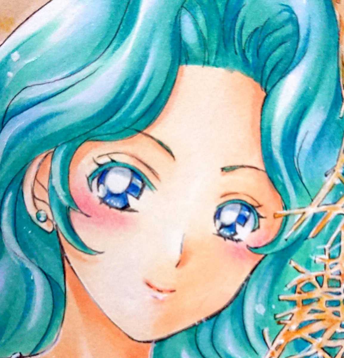 目立った傷や汚れなし】手描きイラスト 美少女戦士セーラームーン 海王