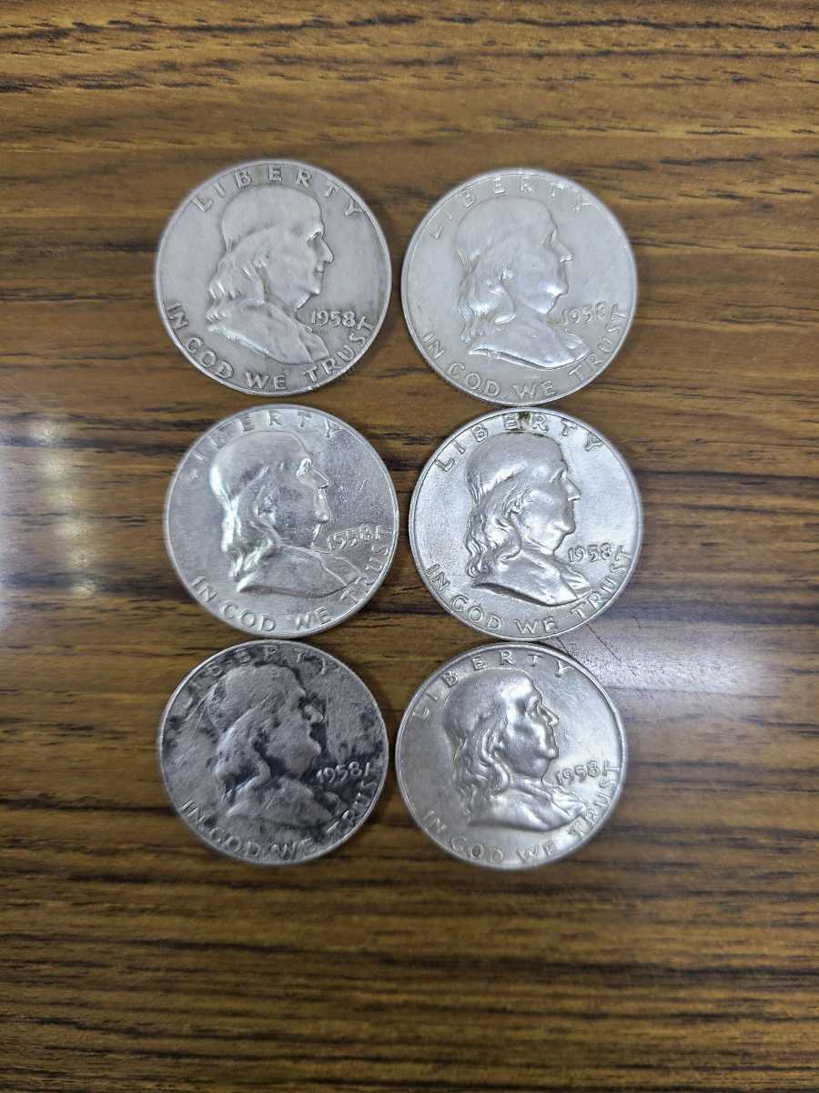 銀貨ベンジャミンフランクリン1958年 ハーフダラーsilver900 銀貨美品 アメリカ》フランクリンハーフダラー銀貨(1958年) - メルカリ
