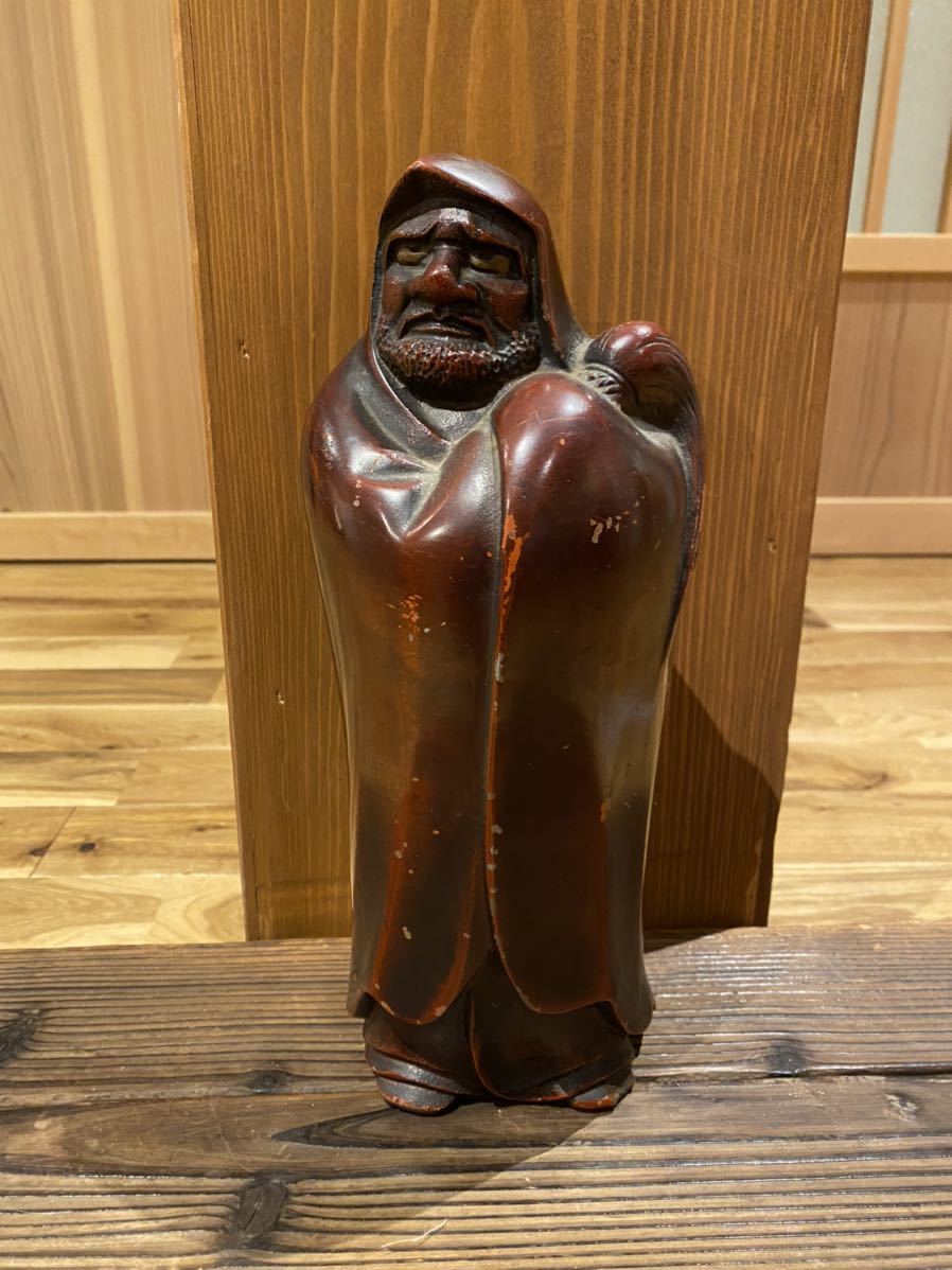 達磨 木彫 木型 だるま 34㎝ 当時物 古い 時代物 骨董 古道具