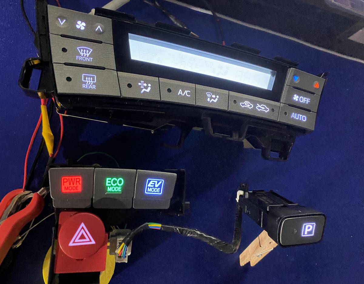 【目立った傷や汚れなし】1円スタート！ プリウス ZVW30 後期 LED打ち換え済み エアコンパネル＆シフトパネル☆ モードスイッチ