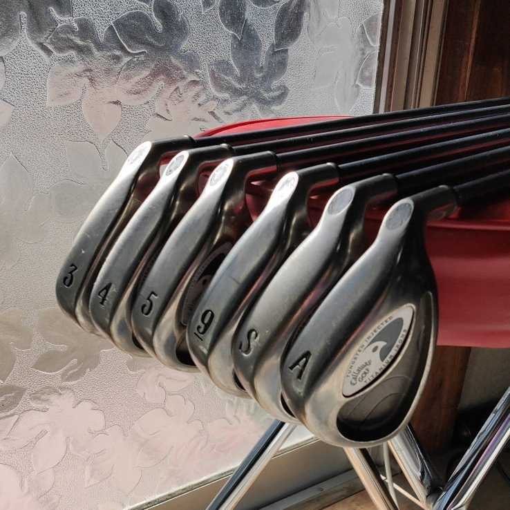 【やや傷や汚れあり】(桃418)TUNGSTEN INJECTED CALLAWAY GOLF TITANIUM IRONS 6本セット S