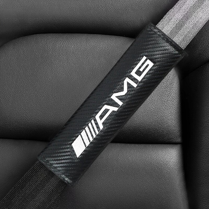 【未使用】2個セット AMG メルセデスベンツ Mercedes Benz カーボンファイバー シートベルトパッド シートベルトカバー