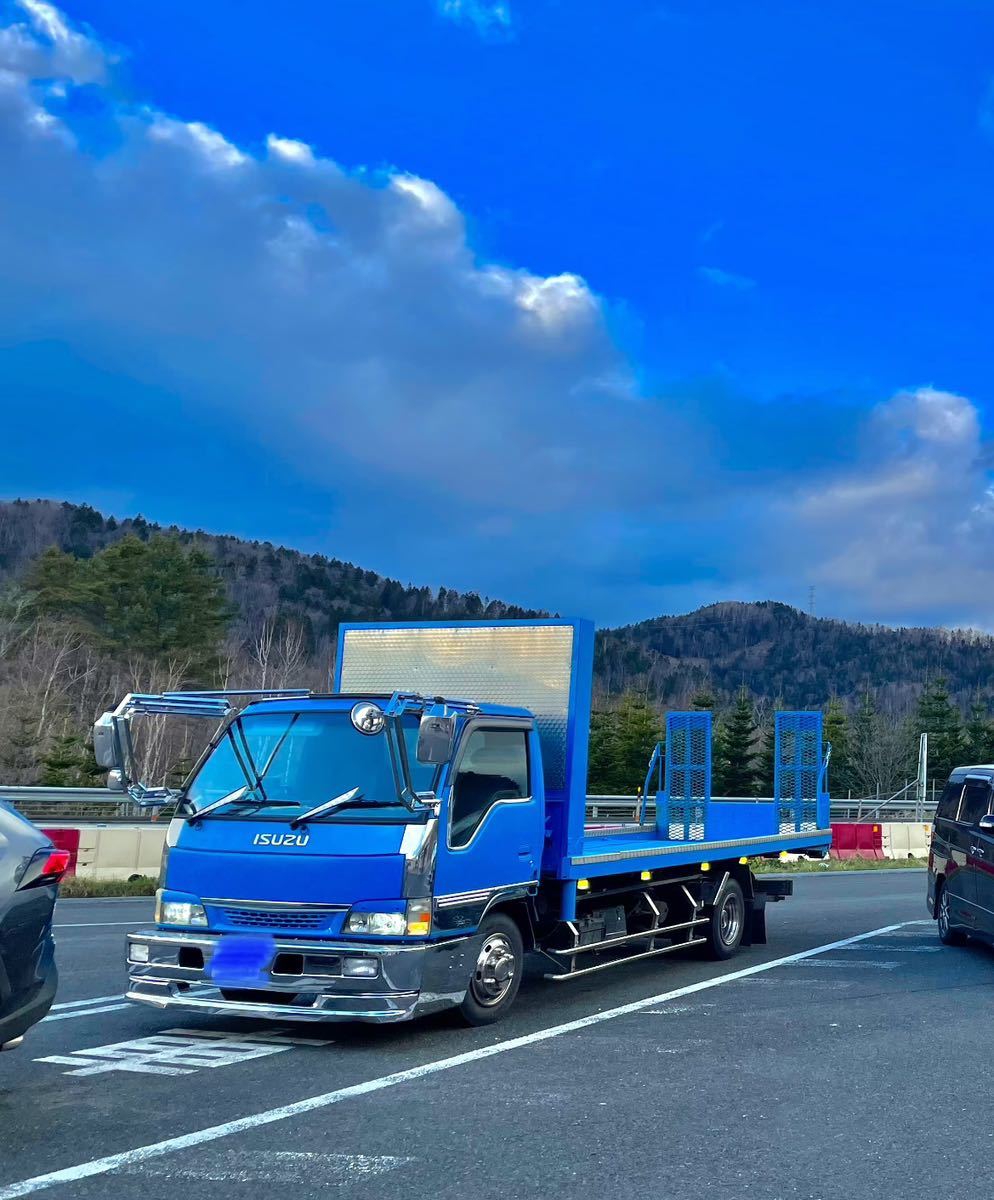 全体的に状態が悪い】北海道 札幌市発 いすゞ NEW エルフ 積載車 搬送