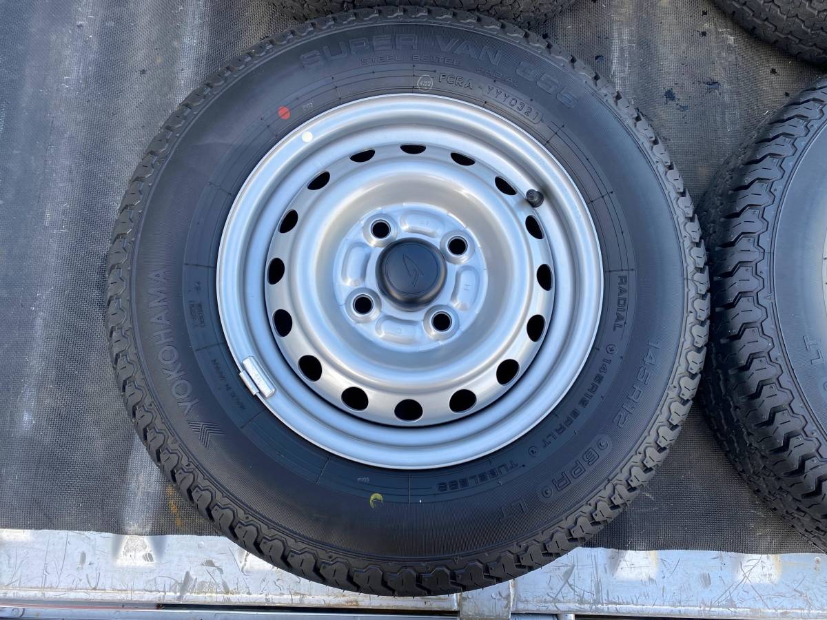 未使用に近い】145R12 6PR タイヤホイールセット軽トラック 軽バン