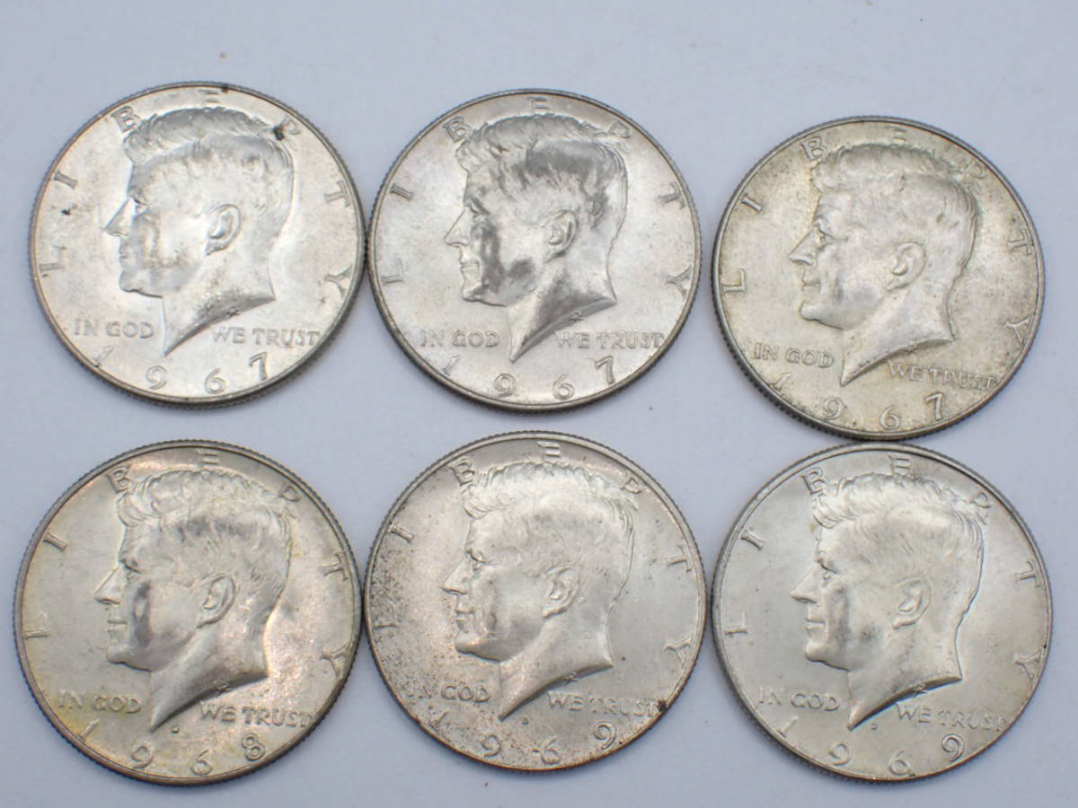 アメリカ銀貨 50セント⁄ケネディ大統領 1967年銘 ハーフダラー銀貨 極