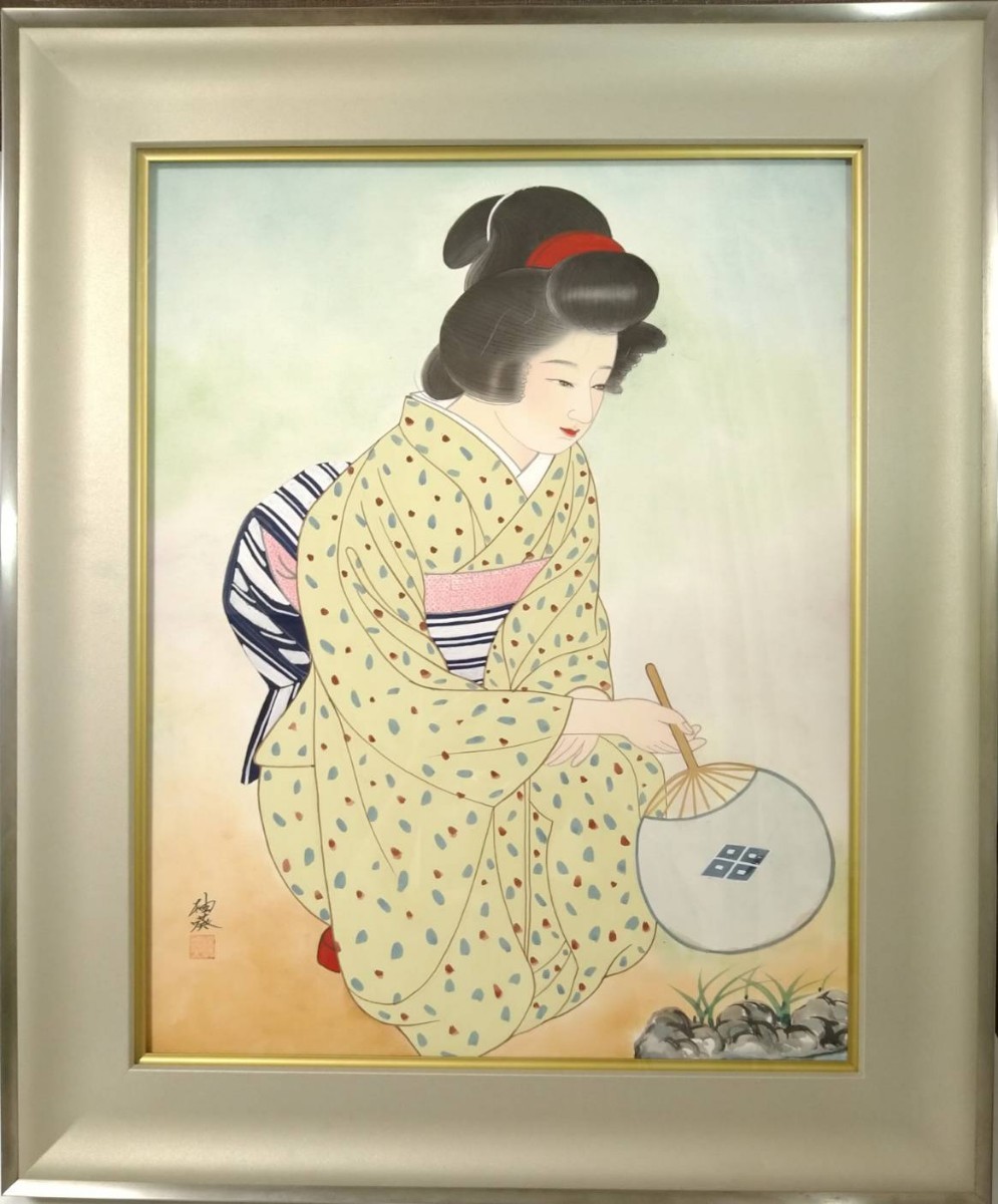 宮下柚葵 「雪の夜」 人物画 伊東深水門下 美人画重鎮 日本画