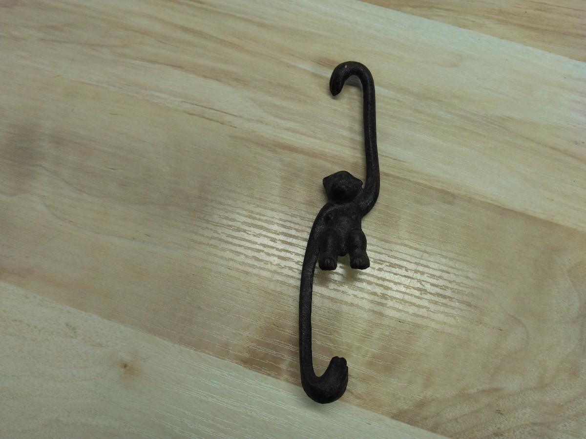 【傷や汚れあり】当時物 レトロ モンキーフック 猿のフック テナガザル S字フック 飾り物 インテリア ヴィンテージ 鉄製 monkey