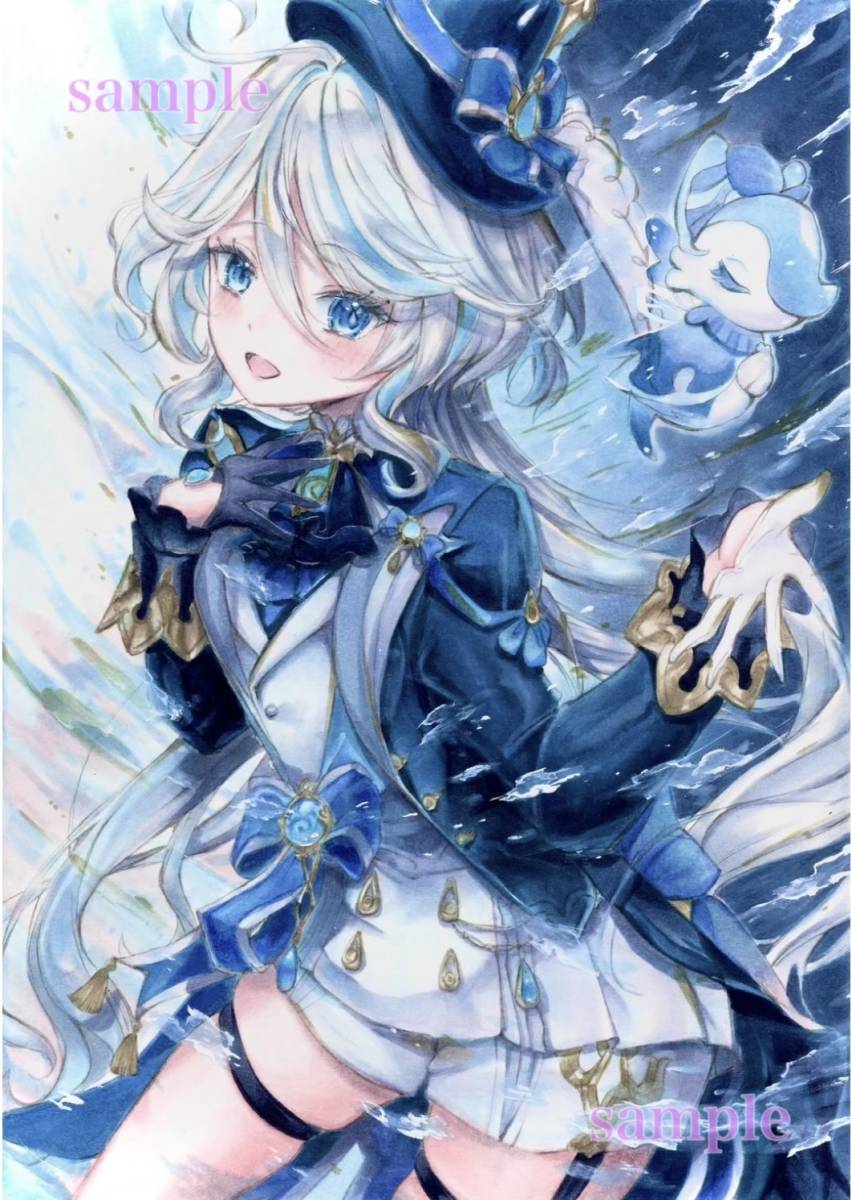 未使用】手描きイラスト【原神】フリーナ Genshin Impact 同人 原画 A4