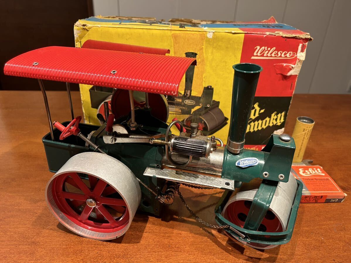【やや傷や汚れあり】Wilesco D-36 スチームローラー オールドスモーキー 西ドイツ製 ヴィレスコ 本体32CM 鉄製 箱付 ディン ...