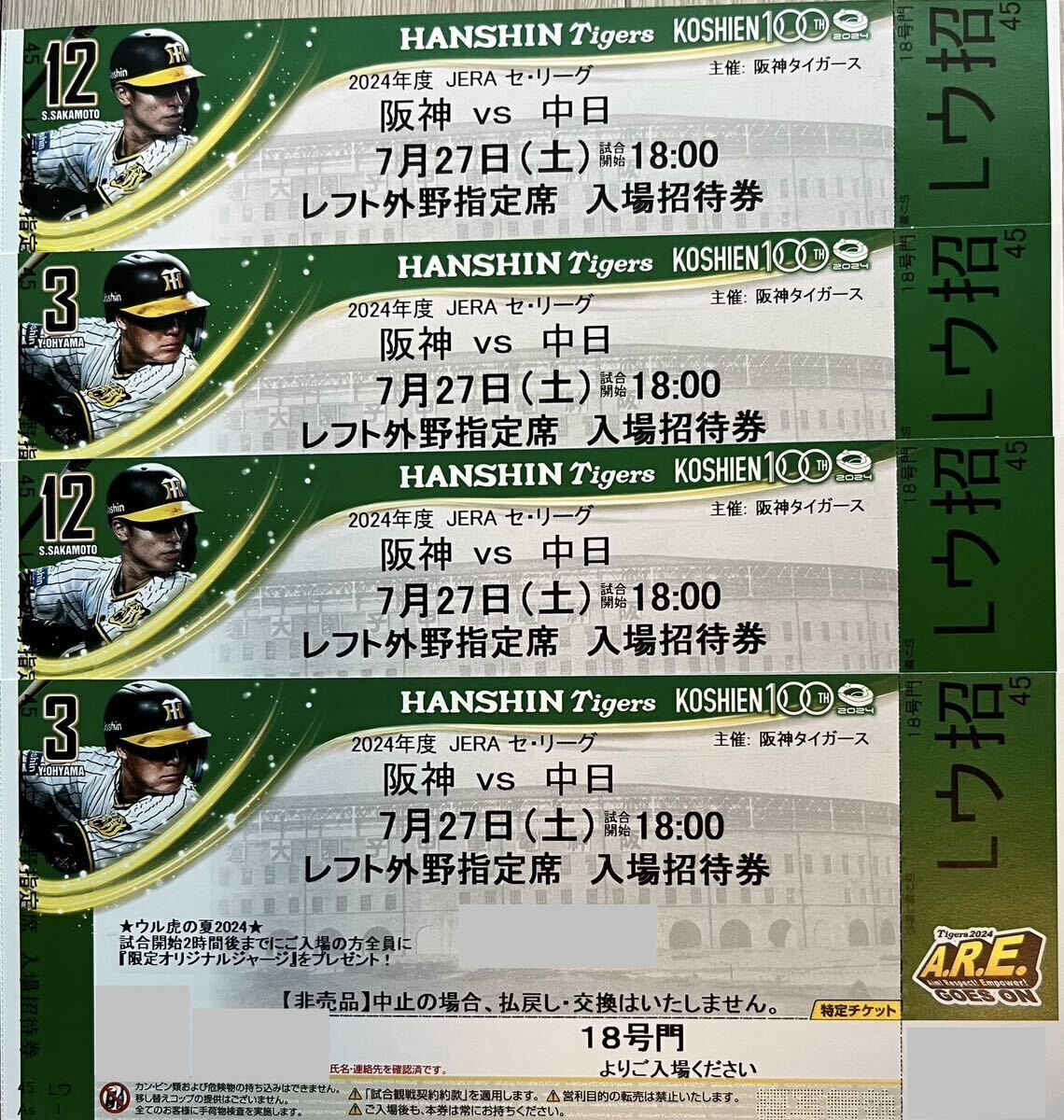 6月7日(金) 阪神甲子園 阪神vs西武戦 SMBCシートチケット 2枚セット