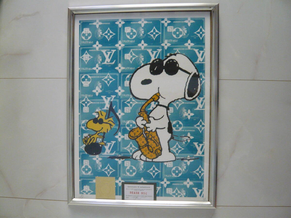 額装 DEATH NYC 世界限定100枚 スヌーピー ウッドストック 未使用