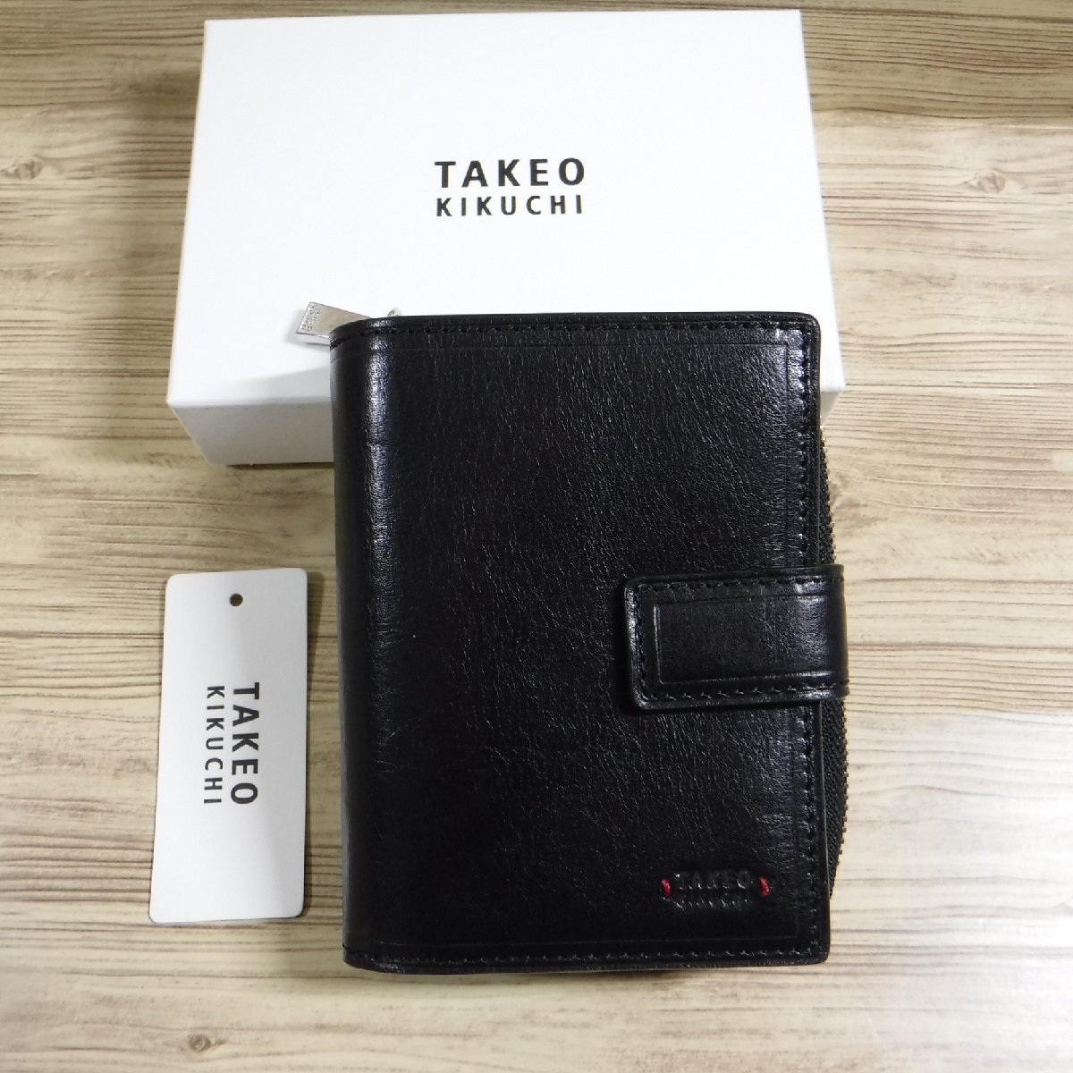 新品未使用】タケオキクチ イタリアンブラックレザー長財布 （新品 