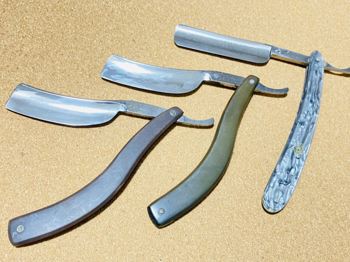 【やや傷や汚れあり】SK1121 西洋剃刀 床屋 理容 剃刀 カミソリ KIKUBOSHI 菊星 3本まとめ 理容用品 レザー 現状品 理容 ...