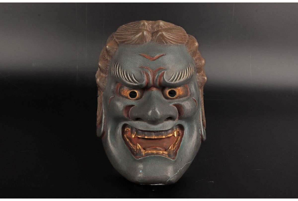 能面     大童子（おおどうじ）木彫り 能面木彫り大童子おおどうじ