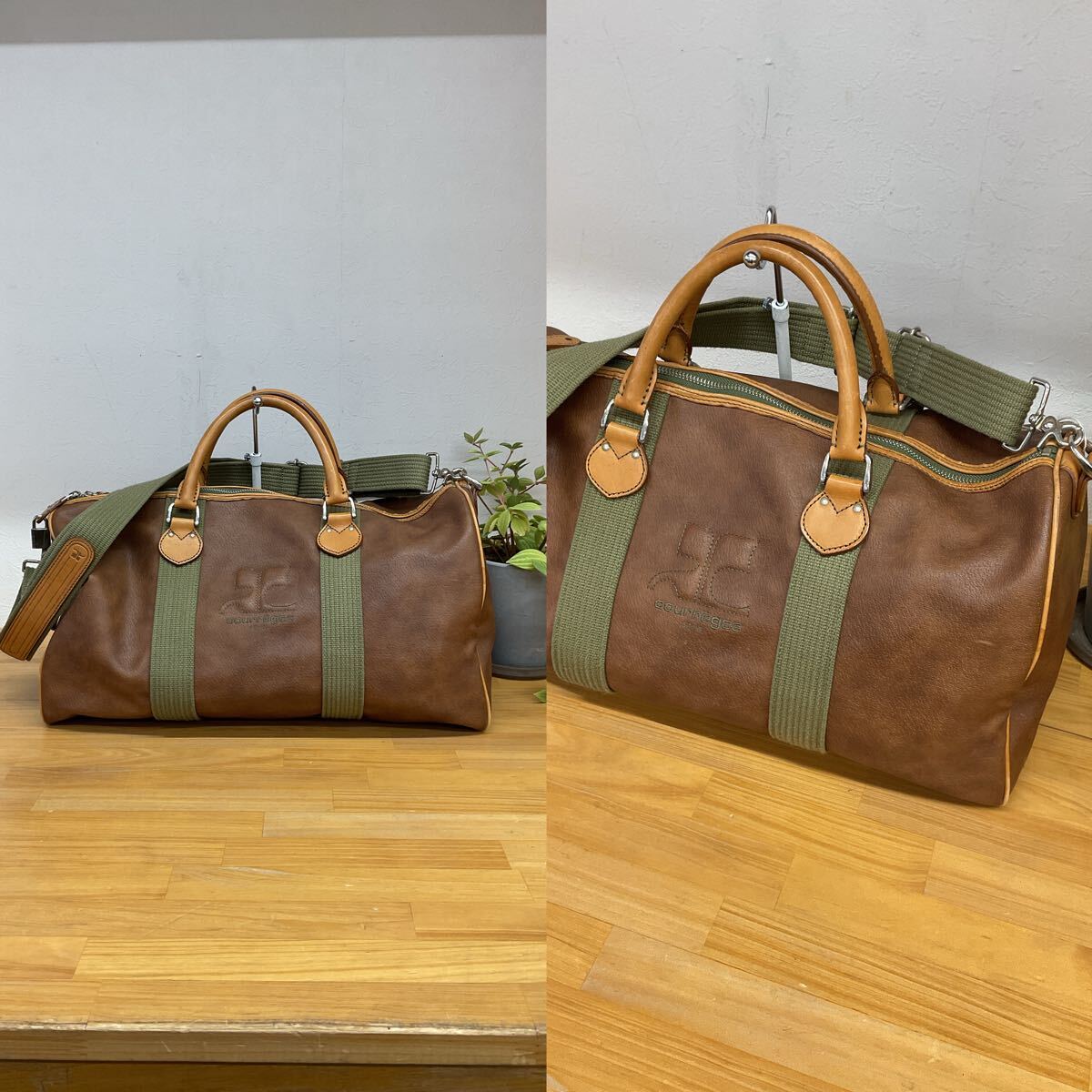 Courregee クレージュ　オールレザー　ボストンバック　鍵付き　ビンテージ Courregee クレージュ オールレザー ボストンバック 鍵付き