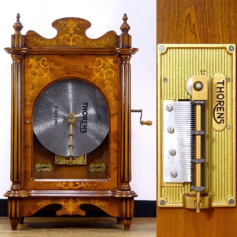 THORENS スイス製ディスク・オルゴール・ボックス、ディスク6枚付き THORENS (トーレンス) ディスクオルゴール THORENAディスク6枚付