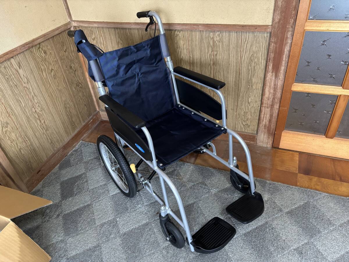 美品】大阪引取限定 自走式車椅子 ブルー 介護 折りたたみ式 介助