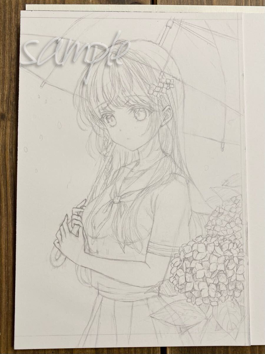 手描きイラスト セーラー服 ギャル 鉛筆 A5