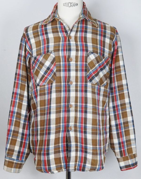 90'S Vintage Big Mac Herringbone Long Sleeve Flannel Check Shirt, Men's Size L cotton navy blue type Vintage Second Hand