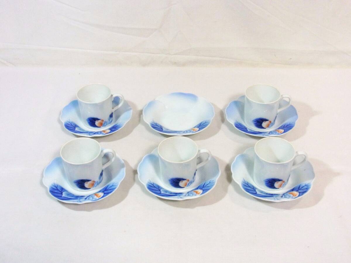 中古】□希少 深川製磁 染錦手波鶴紋 屠蘇器揃 金銀彩 銚子/三重盃/皿 