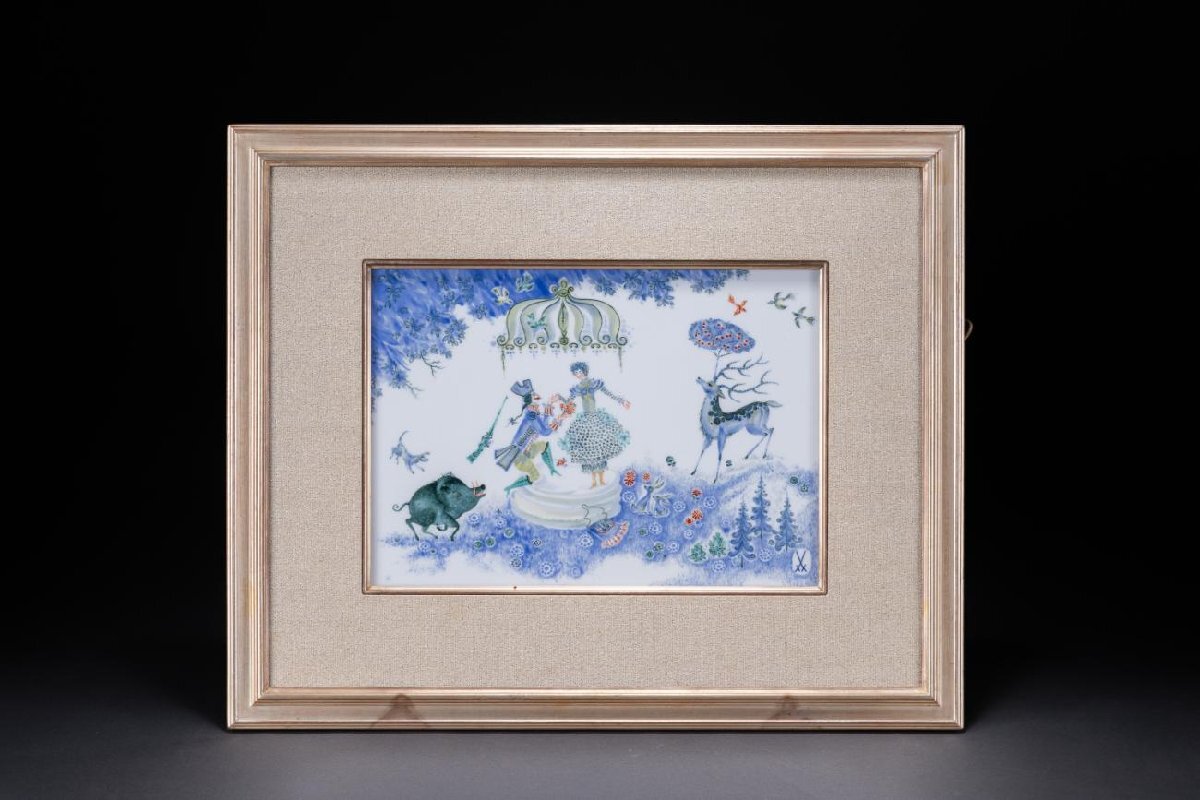 j878 ☆ 希少/美品 大きな鉢 白雲堂 周兵製 (加藤周兵衛) 漢詩 花鳥図