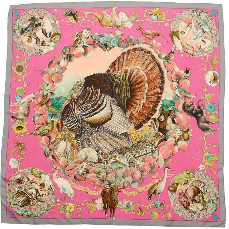 新品】○HERMES エルメス スカーフ TEXAS WILDLIFE テキサス 動植物