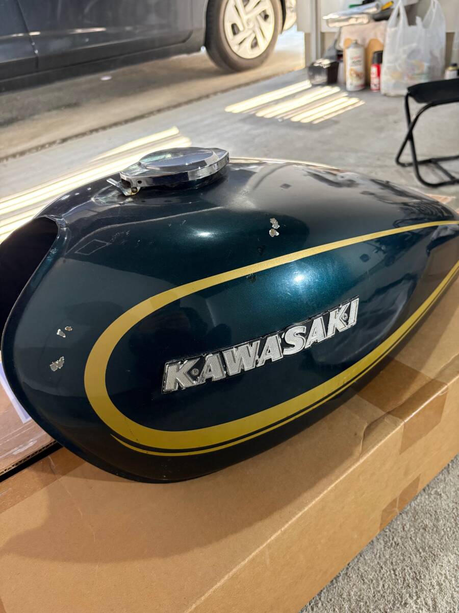中古】KH250/400 フューエルタンク+テールカウルセット 最終ライム