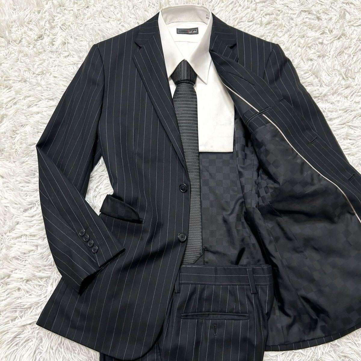 COMME CA DU MODE コムサデモード ロゴ入り 牛革 レザー × メルトン