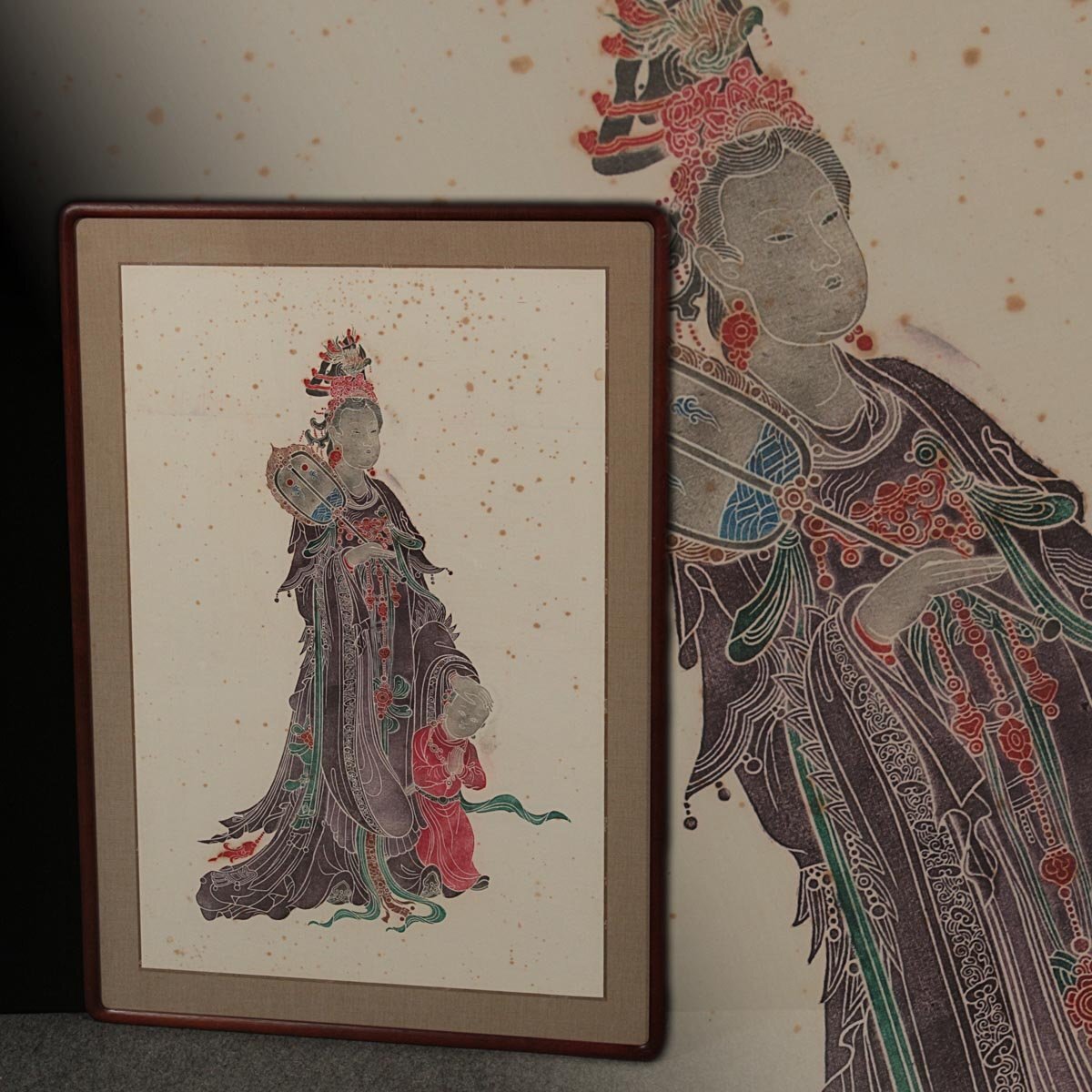 掛軸 貴妃出浴図 中国書画 肉筆保証 紙本 明代書画家 春画 春宮画 美人