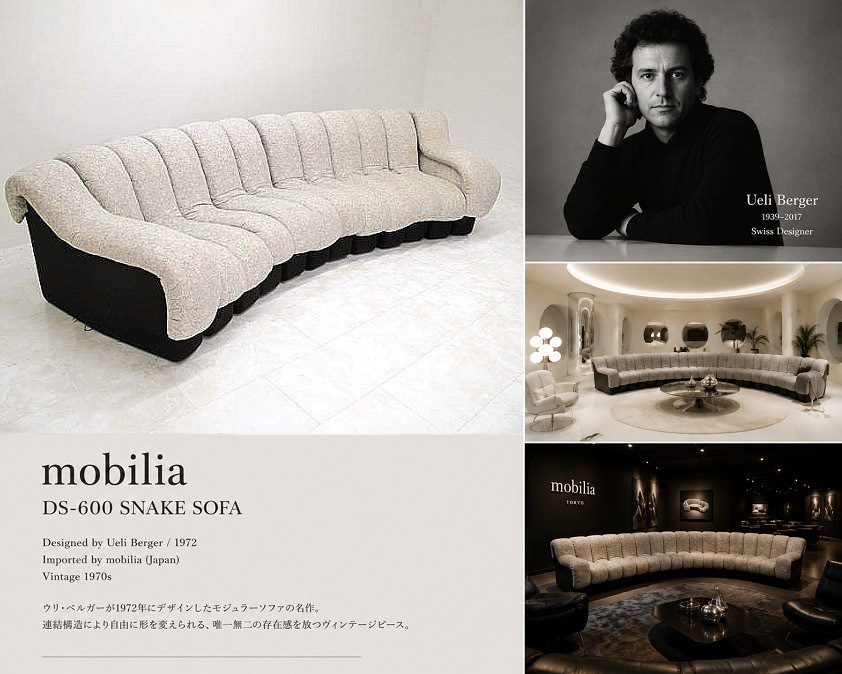 de Sede mobilia デセデ モビリア 中古 スネークソファ 16連 ブラック