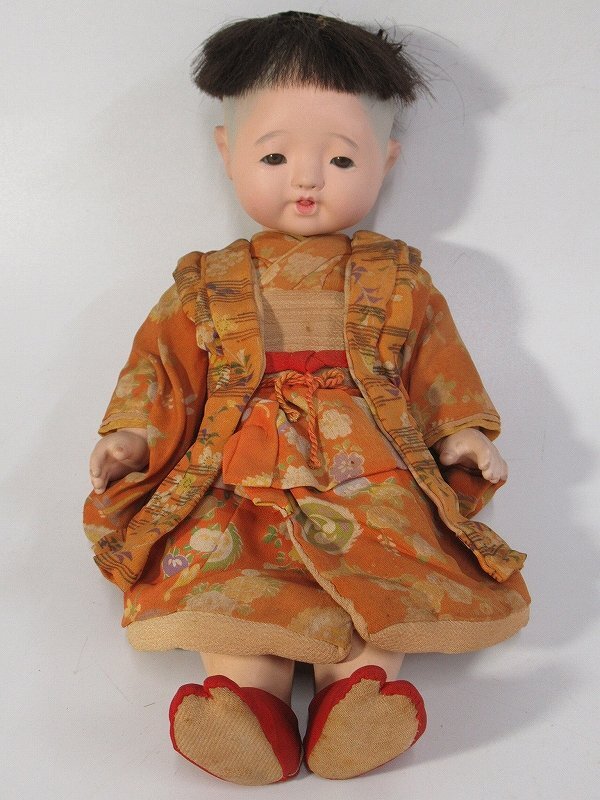 古美術品】UN458 時代物 日本人形 市松人形 「男の子/赤ん坊/赤ちゃん