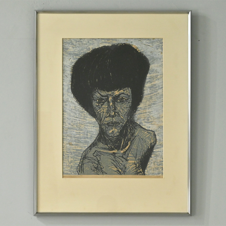 川上　澄生、異国偶話、希少な額装用画集より、美品、新品額装付 中古】川上澄生 「初夏の風」、限定希少画集より、新品高級額装付の