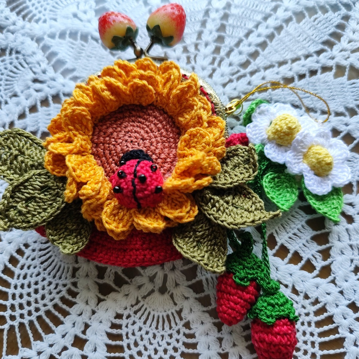 新品】ハンドメイド レース編み モチーフ あじさい 花 紫陽花 アジサイ