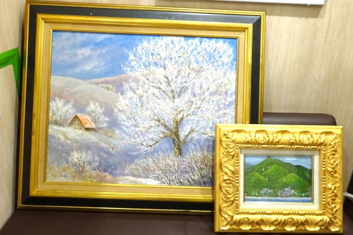 「田舎家風景」油彩 P6 額装サイン有⁰ ○有名画家！？○油彩画○田舎の風景○サイン有り○古き良き日本の原