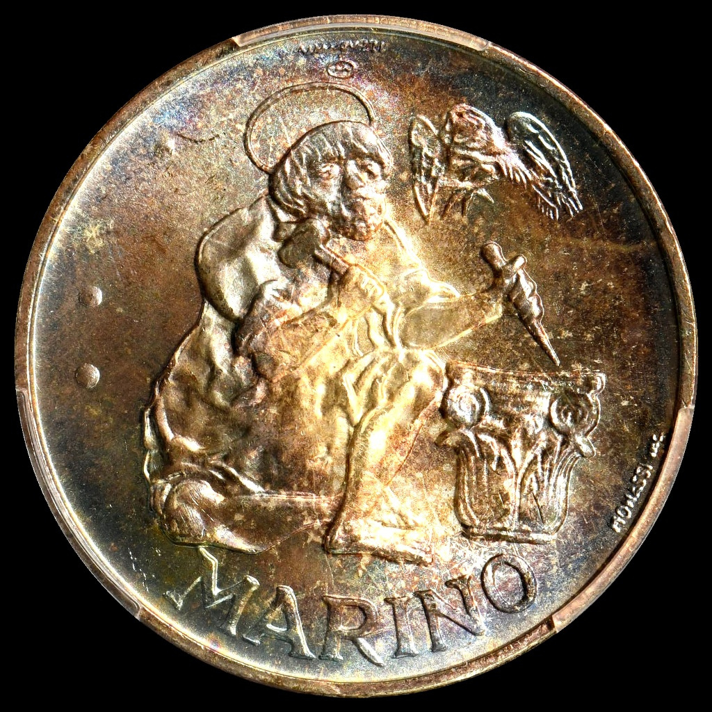 中古】＄1859 サンマリノ 1975年 50リラ 25mm 魚の群れ コイン 硬貨